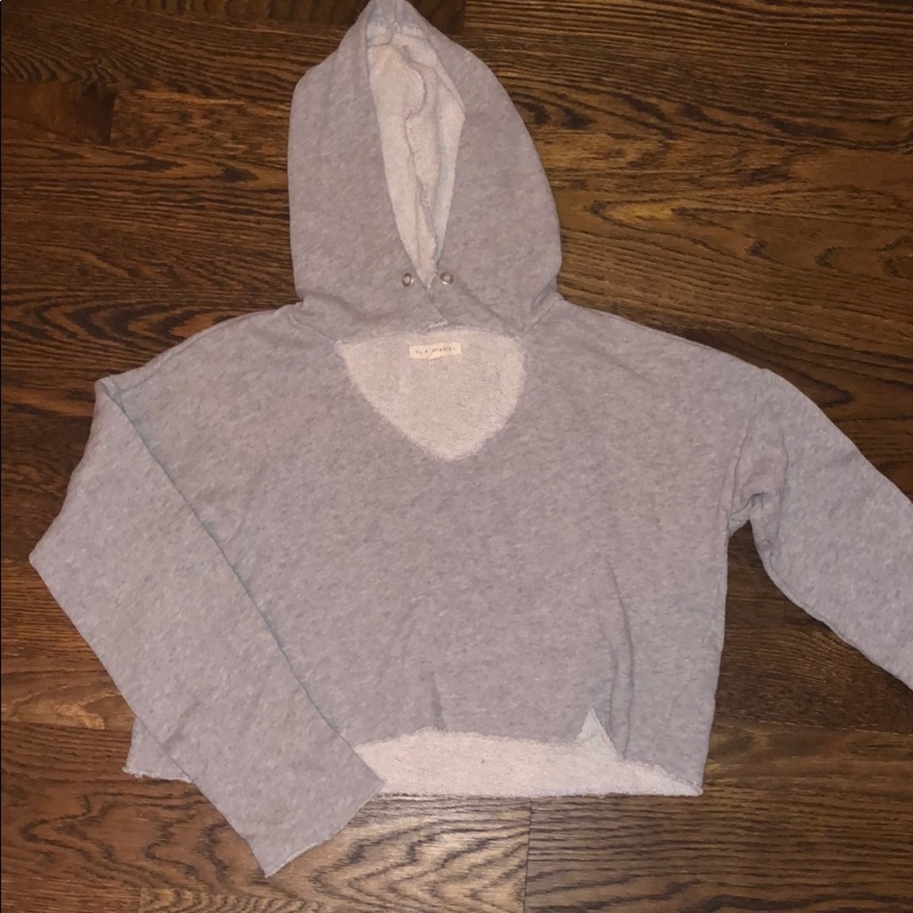 Grey cropped cutout sweatshirt